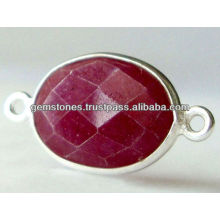 Wholesale Ruby Bezel Connectors, Natural Ruby Silver Connectors Jewelry Supplier